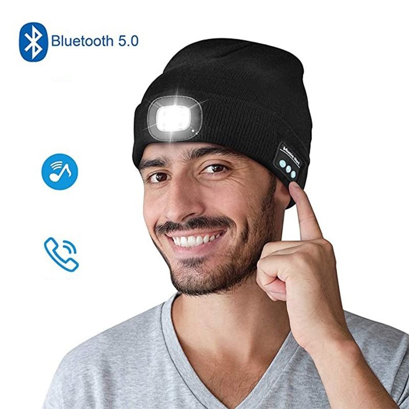 Bonnet Connecté Chapeau en tricot de musique d'éclairage LED
