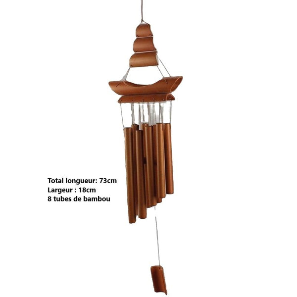 Carillon éolien décoration bambou pour balcon suspendu Ø10cm  H28cm-838501