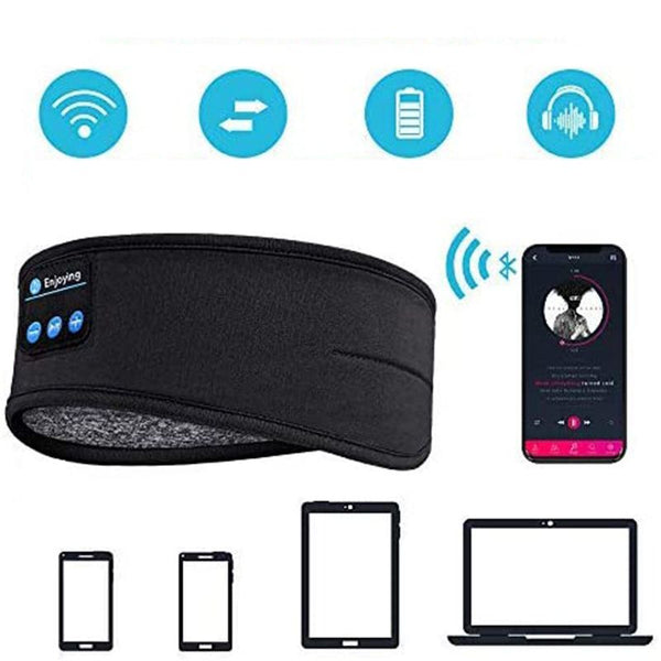 amahousse Bandeau noir avec écouteurs Bluetooth fonction mains