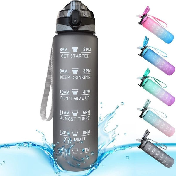 Wasserflasche mit integriertem Strohhalm