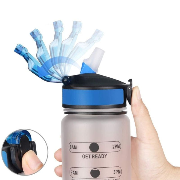 Wasserflasche mit integriertem Strohhalm
