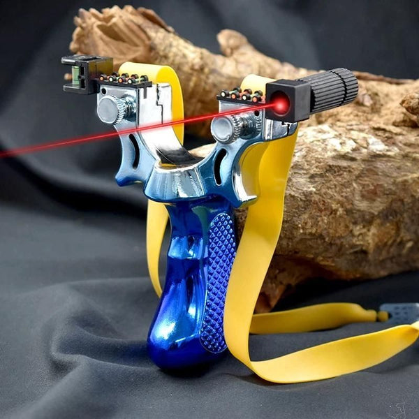 BoisEt Lance pierre de chasse haute performance avec visée laser et fusée  de poignet pour la chasse et la pêche des adultes?Bleu avec accessoires?