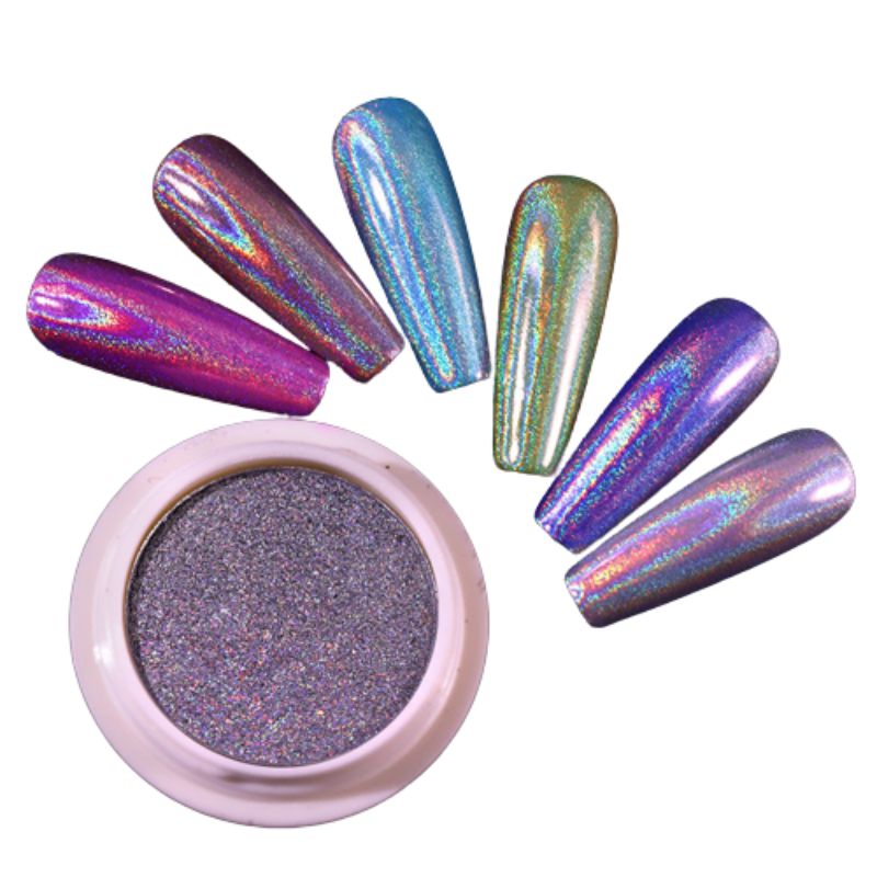 Poudre holographique ongles