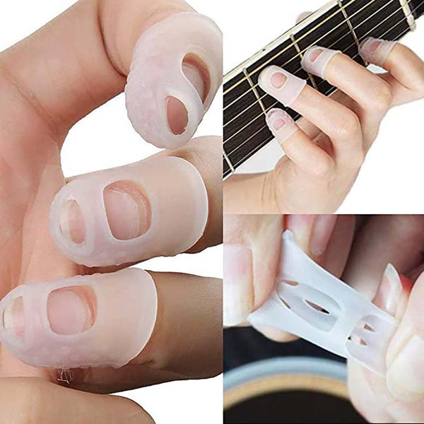 Lot de 4 protège-doigts réutilisables en silicone antidérapant pour  guitare, ukulélé, basse
