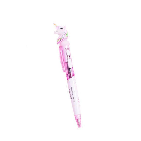 12 couleurs dessin animé licorne stylo lumineux LED lumières tête de silice  stylo à bille brillant stylo à bille étudiant papeterie école écriture